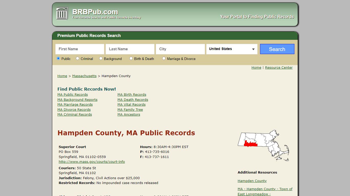 Hampden County, MA Public Records - BRB Pub