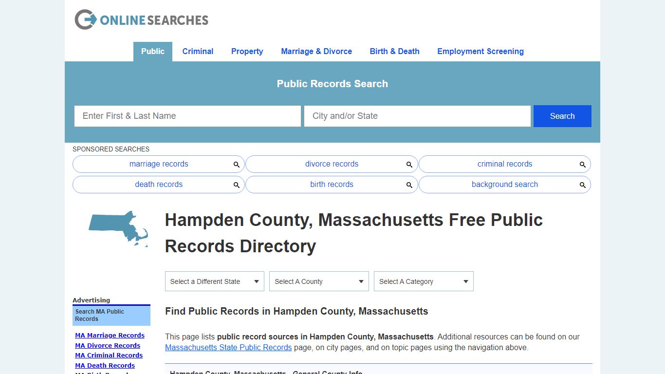 Hampden County, Massachusetts Public Records Directory