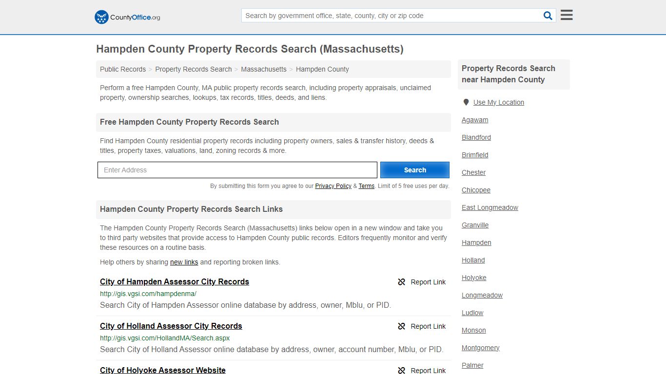 Hampden County Property Records Search (Massachusetts) - County Office